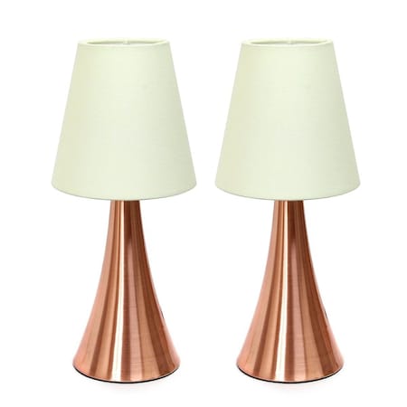 Mini Touch Table Lamp Set With Fabric Shades - Cream; Pack Of 2